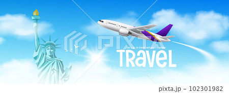 Statue of Liberty Landmarks of new york city, USA, airplane travel Statue of Liberty Landmarks of new york city, USA, airplane travel 102301982