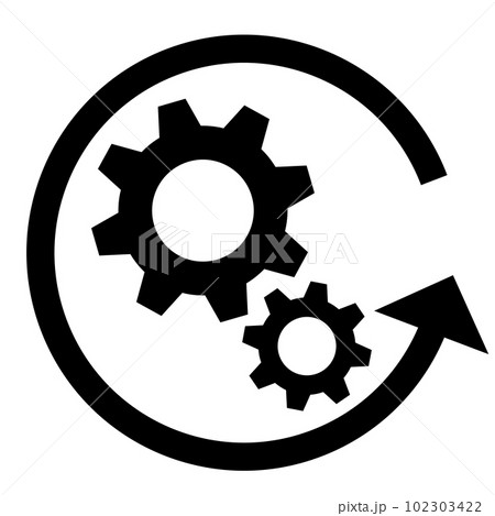 歯車と丸矢印。運用アイコン。 歯車と丸矢印。運用アイコン。 102303422