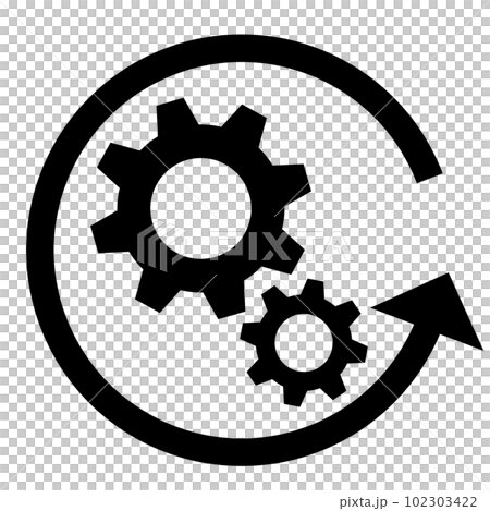 歯車と丸矢印。運用アイコン。 歯車と丸矢印。運用アイコン。 102303422