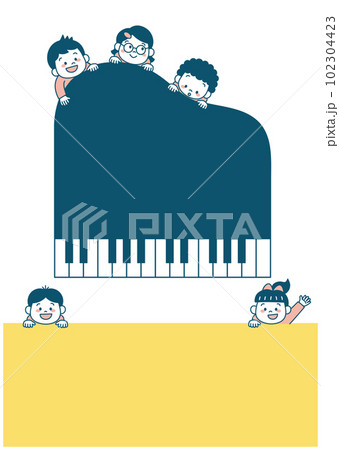 ピアノ　教室　子ども　イラスト　チラシ　背景素材　シンプル 102304423