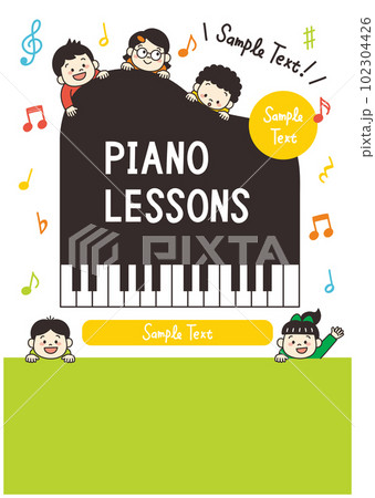 ピアノ　教室　子ども　イラスト　チラシ　音符 102304426