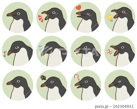 アデリーペンギンの表情アイコンセット 102304931