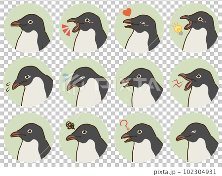 アデリーペンギンの表情アイコンセット 102304931