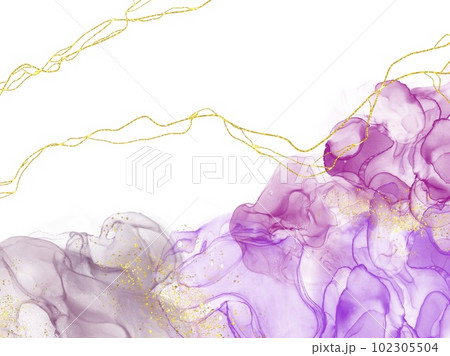 大理石の液体アルコールインク水彩アート絵画のピンクとゴールドの抽象的な背景。テクスチャーアート 102305504