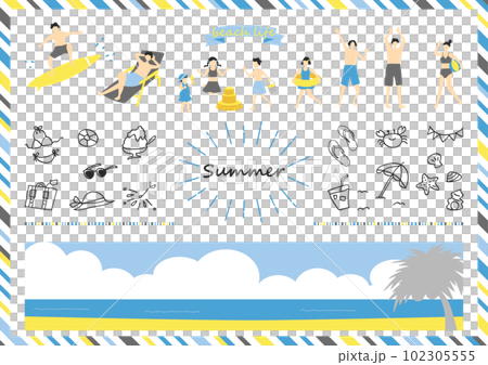 People playing in the summer sea 102305555