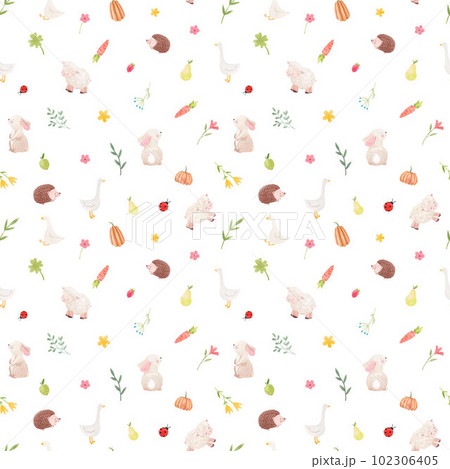 Beautiful children's seamless pattern with hand...のイラスト素材 [102306405 ...