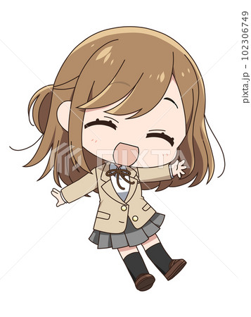 デフォルメ・女子高生（笑顔） 102306749