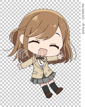デフォルメ・女子高生（笑顔） 102306749