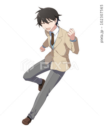 明るいポーズの男子高校生（笑顔） 102307565