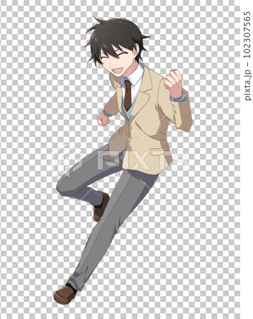 明るいポーズの男子高校生（笑顔） 102307565