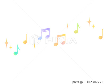 童話の世界のようなメルヘンタッチの可愛い音符のイラスト素材 童話の世界のようなメルヘンタッチの可愛い音符のイラスト素材 102307772