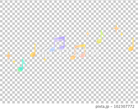 童話の世界のようなメルヘンタッチの可愛い音符のイラスト素材 童話の世界のようなメルヘンタッチの可愛い音符のイラスト素材 102307772