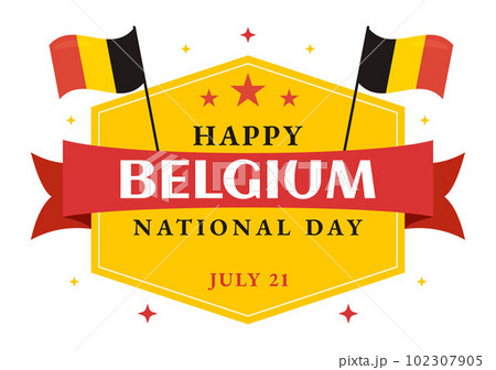 Happy Belgium Independence Day on July 21 Vector Illustration with Waving Flag Background in Flat Cartoon Hand Drawn for Landing Page Templates 102307905