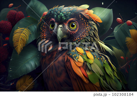 Portrait of a owl colorful 102308184