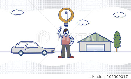 アイデアがひらめいた男性と電球のアイコン 102309017