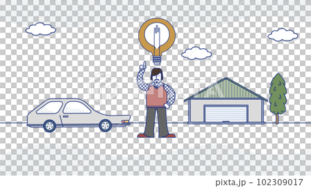 アイデアがひらめいた男性と電球のアイコン 102309017