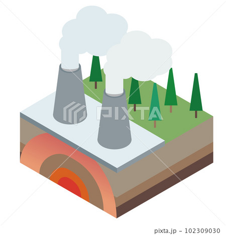 地熱で発電するシンプルなアイソメイラスト 地熱で発電するシンプルなアイソメイラスト 102309030