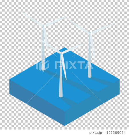 A simple isometric illustration of offshore wind power generation 102309034