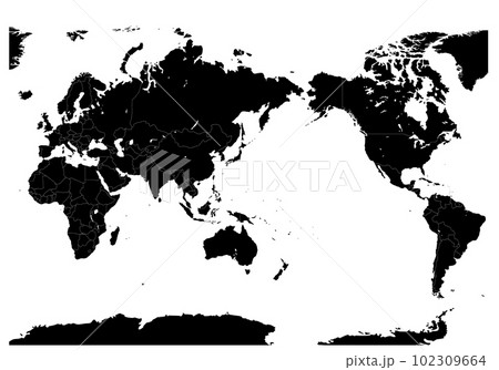 世界地図(シルエット)境界線あり 世界地図(シルエット)境界線あり 102309664