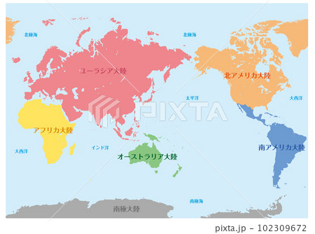 世界地図の大陸 ぬりえ