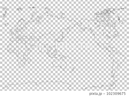 世界地図（白地図）境界線あり 102309675