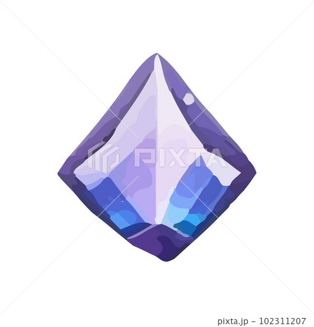Gem Cartoon jewelry stone for game achievement and currency, icon of colored shiny crystal. 102311207