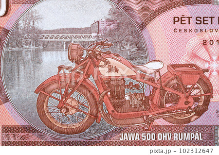 Old motorcycle Jawa 500 OHV from money 102312647