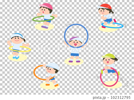 children playing with hula hoops children playing with hula hoops 102312795