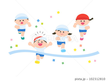 運動会競技　徒競走　ゴールシーン 102312810