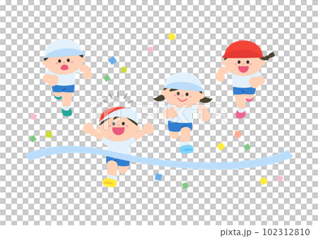 運動会競技　徒競走　ゴールシーン 102312810