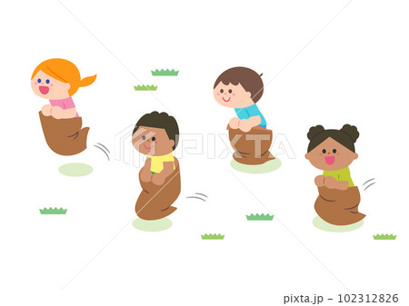 運動会競技　みのむし競争・袋跳び競争 102312826