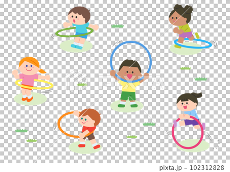 children playing with hula hoops children playing with hula hoops 102312828