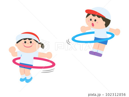 フラフープを回す子どもたち 102312856