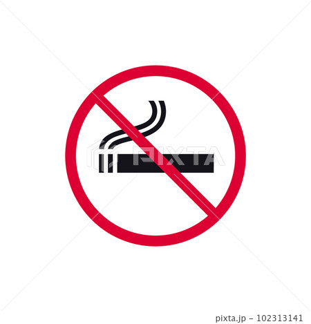 No smoking prohibited sign, no tobacco day forbidden modern round sticker, vector illustration No smoking prohibited sign, no tobacco day forbidden modern round sticker, vector illustration 102313141