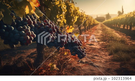 Beauty of Sunset Amongst the Vines. created with Generative AI 102313964