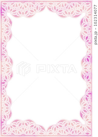 レース柄フォトフレーム ピンク色のイラスト素材 [102314077] - PIXTA