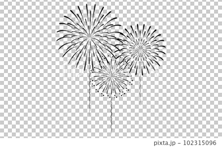 Black silhouette illustration of three fireworks 102315096