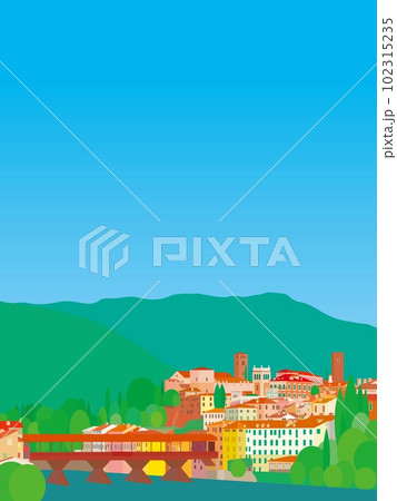 バッサーノ・デル・グラッパ bassano del grappa ヴェネト イタリア 春のイラスト素材 [102315235] PIXTA