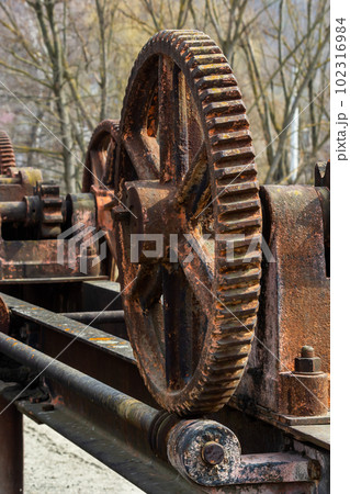 Separate metal elements of the gateways of the ancient dam of the mill Separate metal elements of the gateways of the ancient dam of the mill 102316984