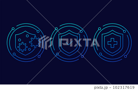 immune system and antibacterial protection icons immune system and antibacterial protection icons 102317619