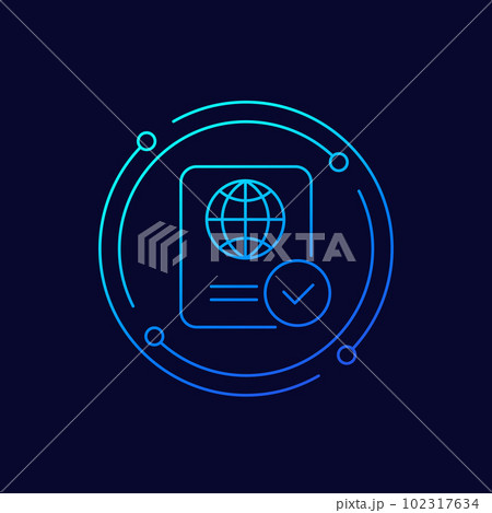 Passport control icon, linear design Passport control icon, linear design 102317634