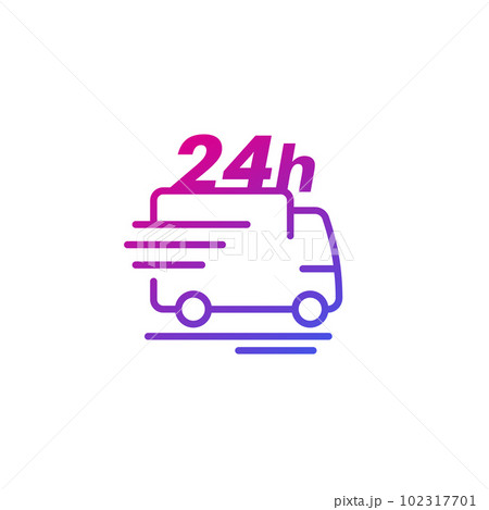 24 hours delivery icon with a van 102317701