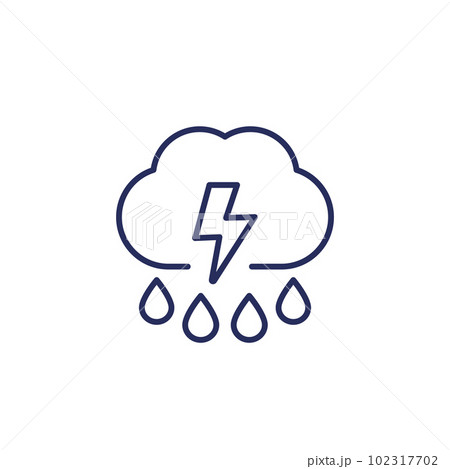 Storm, thunderstorm line icon on white 102317702