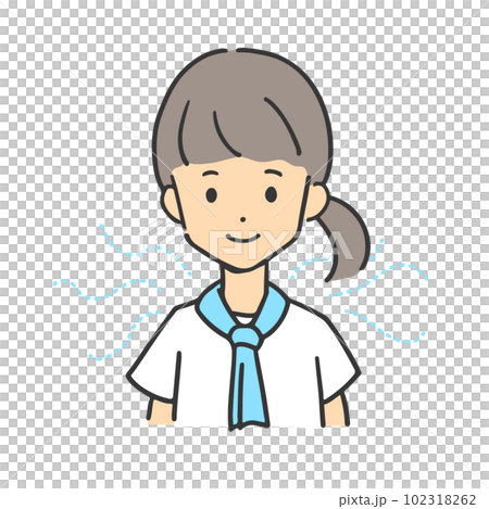 一個女人脖子上圍著一條冷毛巾 102318262