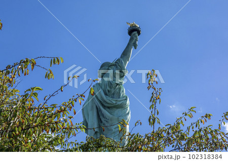 後ろから見た自由の女神 - ニューヨークの象徴的ランドマーク 102318384
