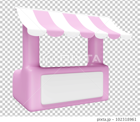 3d pink white booth shop icon or empty retail store front with striped awning isolated. startup franchise business concept, 3d render illustration 3d pink white booth shop icon or empty retail store front with striped awning isolated. startup franchise business concept, 3d render illustration 102318961
