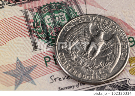 old American quarter dollar coins, close-up 102320334