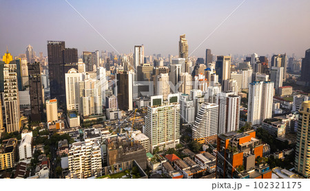 Aerial view of Asoke district in Bangkok, Thailand 102321175