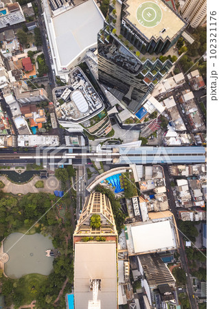 Aerial view of Phrom Phong district in Bangkok, Thailand 102321176