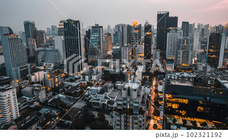 Aerial view of Asoke district in Bangkok, Thailand 102321192